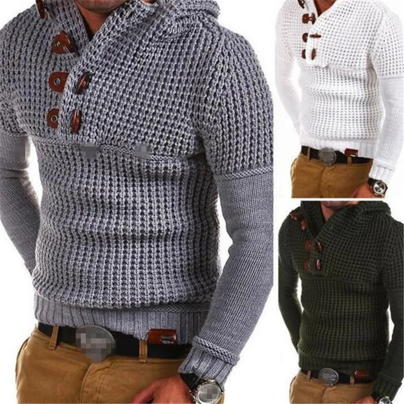 Sweater men autumn winter warm knitted chompas para hombre casual slim hooded pullover mens sweater coat plus size pull homme | Мужская