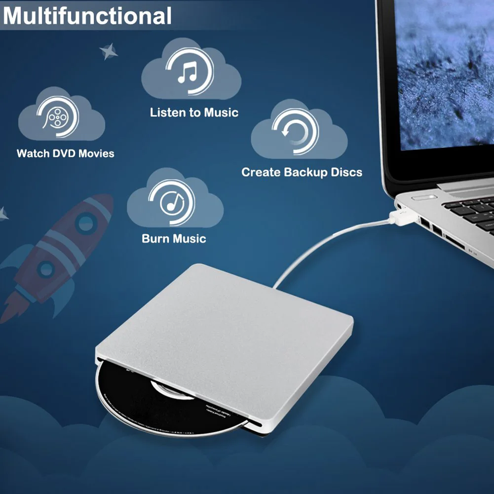 Ультратонкий внешний DVD-привод USB 3 0 Дубликатор дисков для компьютера ноутбука