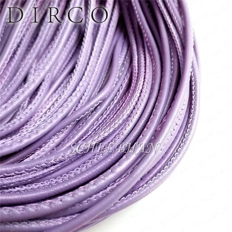Violet 100LL30 3 мм 100 м прошитый шнур из овечьей кожи с хлопковым сердечником Sutural Кожаные Шнуры DIY бусины шнуровка для браслета ожерелье ювелирных изделий - Цвет: Violet 100LL30