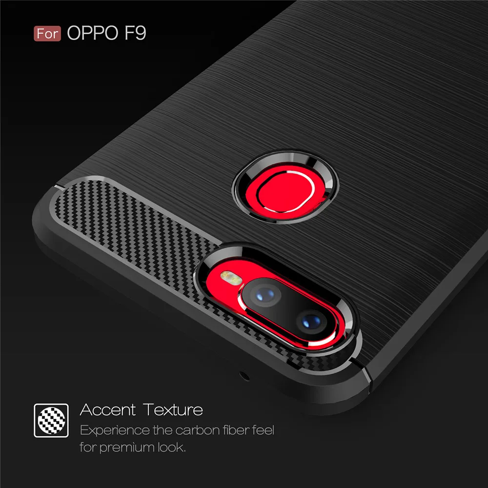 TRISEOLY For OPPO F9 Case Cover Carbon Fiber Brushed TPU Rubber Silicone Back Phone Bag Capa Couqe | Мобильные телефоны и