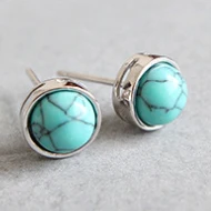 Blue Turquoise JShine Розовый Фиолетовый Кристалл Синий Песок камень лунный камень Малахит серьги гвоздики 925 стерлингового серебра серьги для женщин ювелирные украшения - Окраска металла: Blue Turquoise