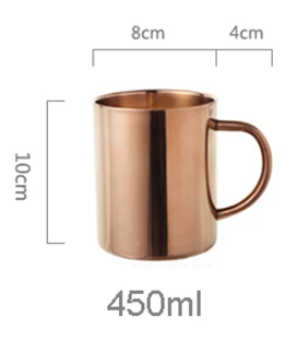 Rose Gold Кофейные кружки из нержавеющей стали, кофейные кружки, утолщенные чашки с двойными стенками для чая, кружка для путешествий, кемпинговые кружки с ручкой, 450 мл - Цвет: Rose Gold