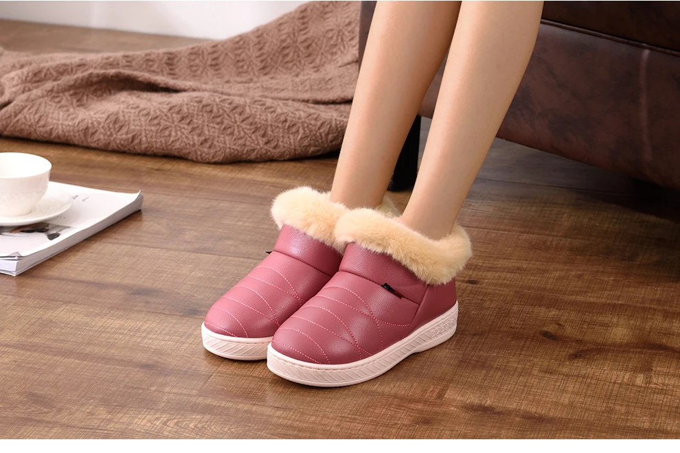 ASIFN Men Slippers with Fur Plush Warm Winter Women Fur Slipper Solid Men Shoes Couple Platform Soft Indoor Fluffy Home Male
