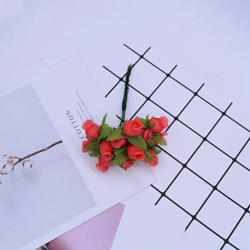 12 шт./Набор искусственных цветов мини шелковые розы diy ВЕНОК Подарки Рождественский Декор для дома свадебная брошь поддельные цветы