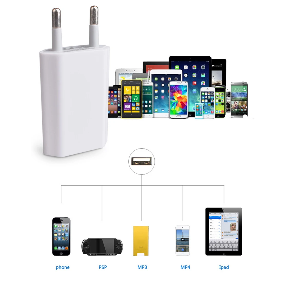 Универсальный настенный адаптер Etmakit с вилкой европейского стандарта USB для