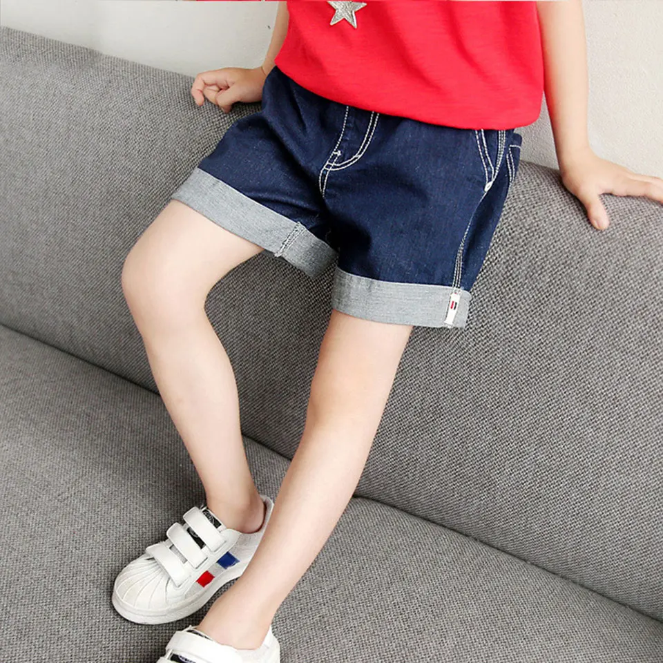 Лето 2018 детские джинсы для маленьких мальчиков короткие штаны одежда джинсовые