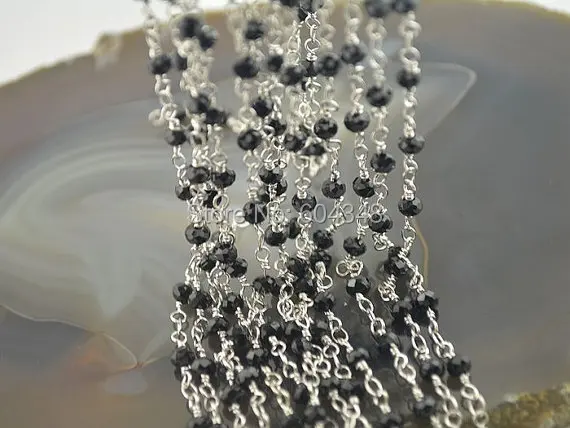 5 метров 18KGP тон Провод Завернутый струей черный кристалл граненый бисером цепь 4x6