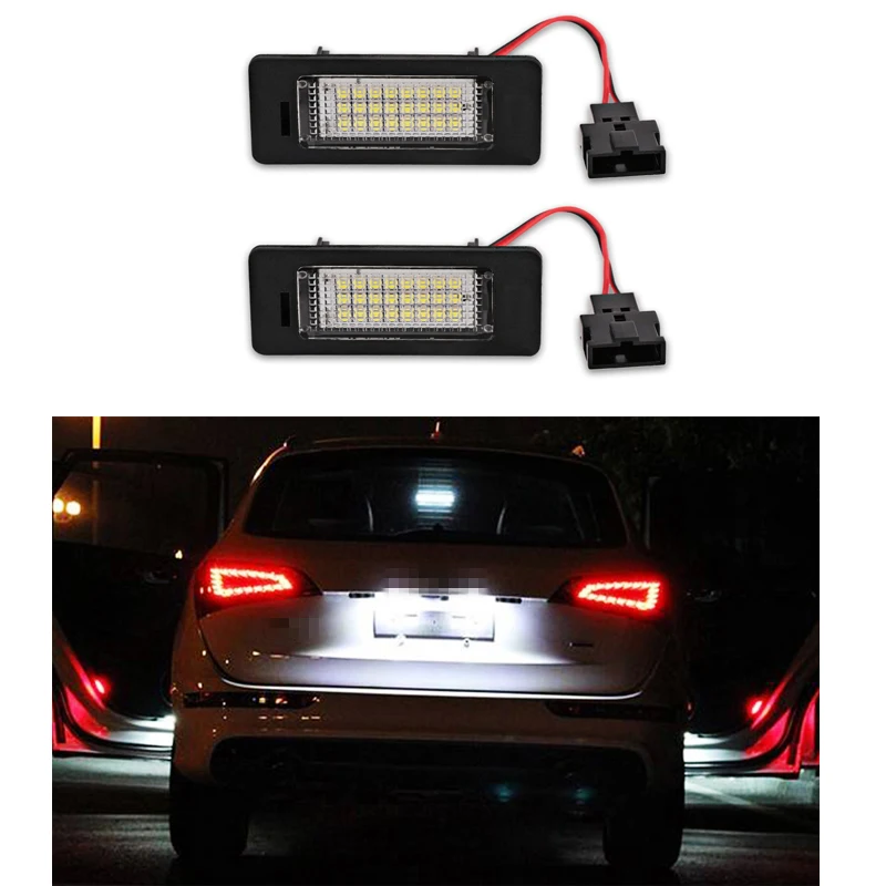 2 шт. для AUDI Q5 светодиодный лицензии лампа белый 12V 18SMD ошибок автомобиля светодиодный номер Подсветка регистрационного номера лампа для Audi A4 B8 A5 S5 TT S4