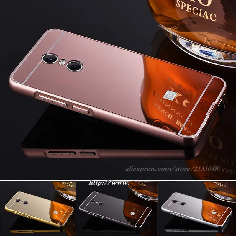 Роскошные золотое покрытие Алюминий металла Рамки + Зеркало чехол для Xiaomi Redmi Note 4x