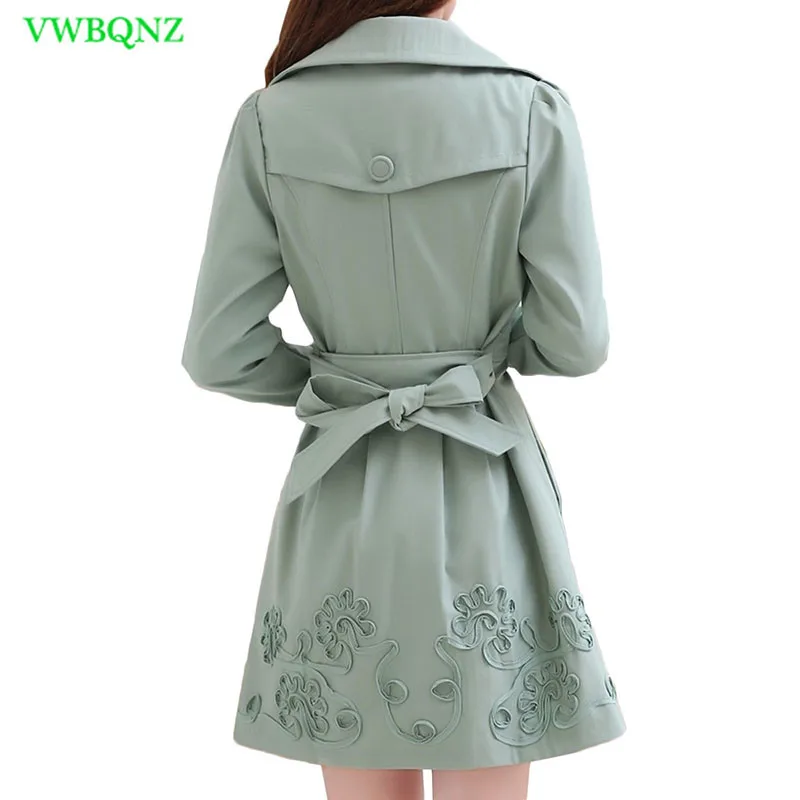 

Spring Autumn New Embroidered Windbreaker Coat Women Korean Wild Slim Bow tie Trench Coats Women's High quality Outerwear A664