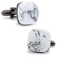 sparta natural white pine stone square cufflinks ink and wash style mirror polishing metal mens cuff links free shipping