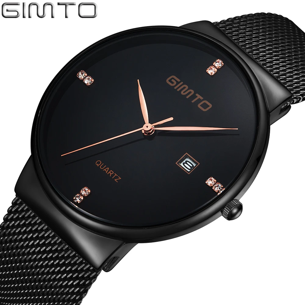 GIMTO Марка Часы Мужчины Люкс Мужская Нержавеющей Стали Мода Мужской Бизнес Дата