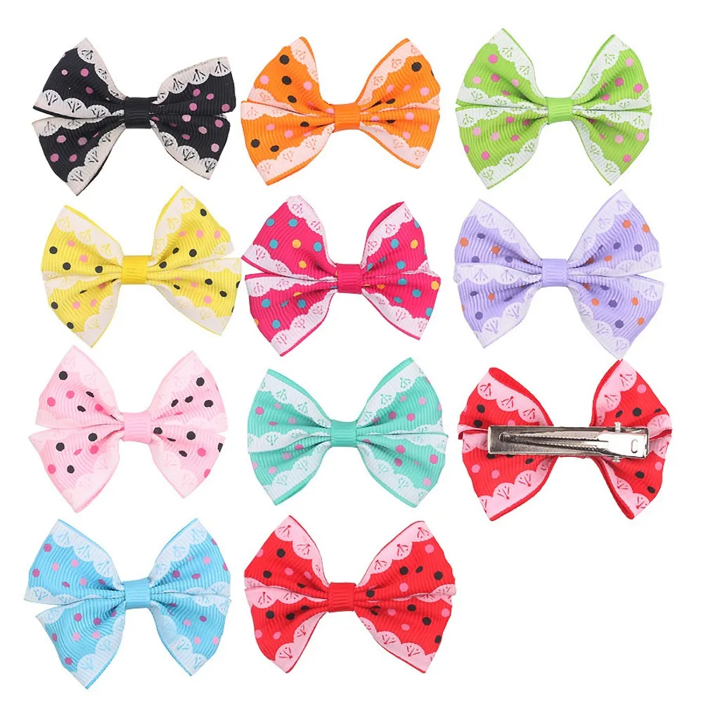 100 шт./лот милые заколки для собак в горошек мини банты аксессуары волос большого