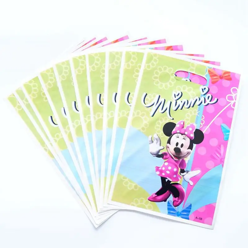 Minnie 10 шт./лот, вечерние подарочные сумочки с изображением Динь-Динь, вечерние пластиковые сумочки для конфет, сумка для детей, праздник день рождения вечеринка, принадлежности - Цвет: Minnie