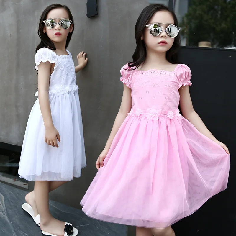 

Kids Clothing flower Dresses for Girls 4-14 years Fashion Party Wedding Princess lace embroidery dress summer vestidos