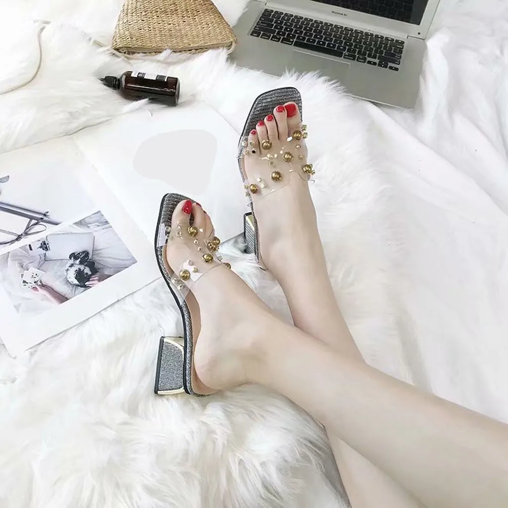 SAGACE/повседневная женская обувь; сезон лето; zapatos; прозрачные стразы; открытый носок; Толстые сандалии; Вьетнамки; Прямая поставка; May29