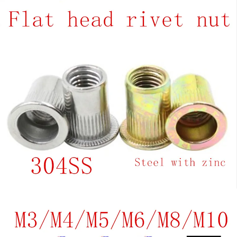 

Rivet nut M3 M4 M5 M6 M8 M10 stainless steel or steel Flat Head blind insert nut Rivet Nut A1