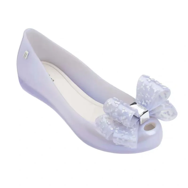Белый Melissa/женские сандалии из прозрачного пластика г. Новая Летняя обувь женские повседневные модные сандалии Melissa на плоской подошве с бантом-бабочкой, Размеры 35-39 - Цвет: Белый