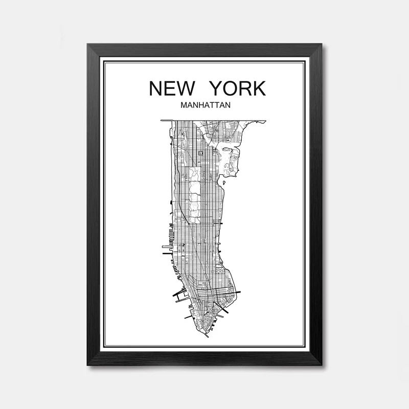 NEW YORK Карта всемирно известных городов абстрактное плакат искусство крафт-бумажный постер для бара/Кафе Ретро Эскиз художественное оформление роспись Наклейка на стену 42x30 см - Цвет: NEW YORK