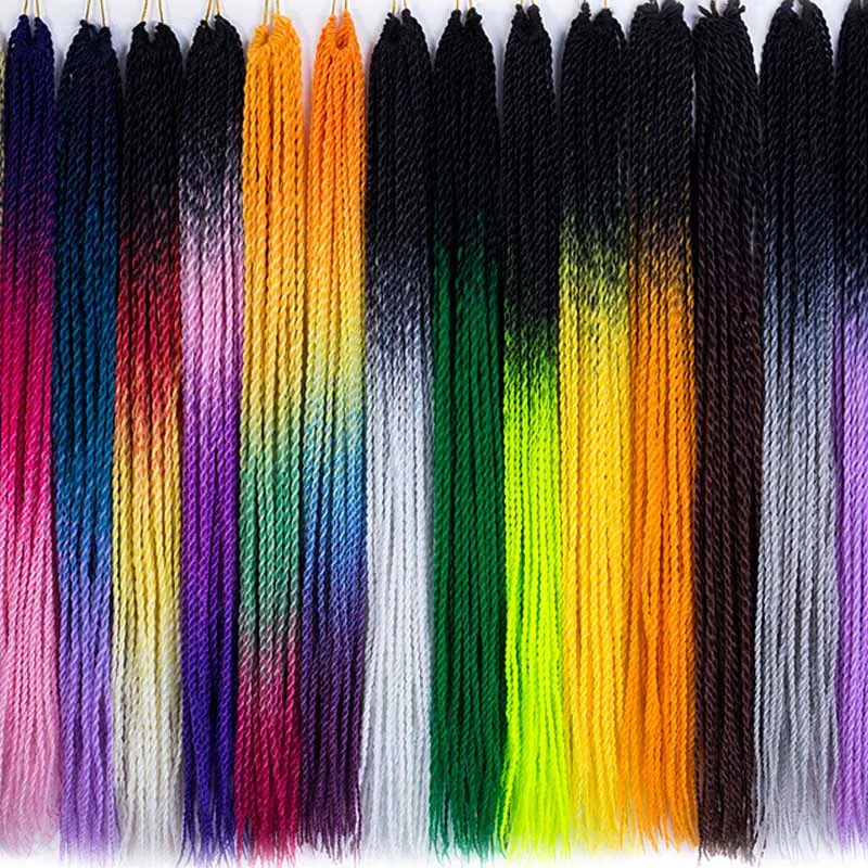 MERISIHAIR Ombre Сенегальские крученые волосы на крючках косички 24 дюйма 30 корней/упаковка синтетические плетеные волосы для женщин серые, синие, розовые, бро