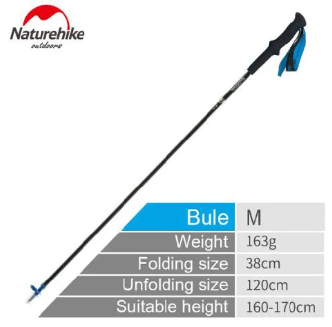 Blue 120cm Naturehike сверхлегкий 4-секции складной регулируемый трекинговых палок углеродного волокна прогулки Пеший Туризм палочки NH18D020-Z - Цвет: Blue 120cm