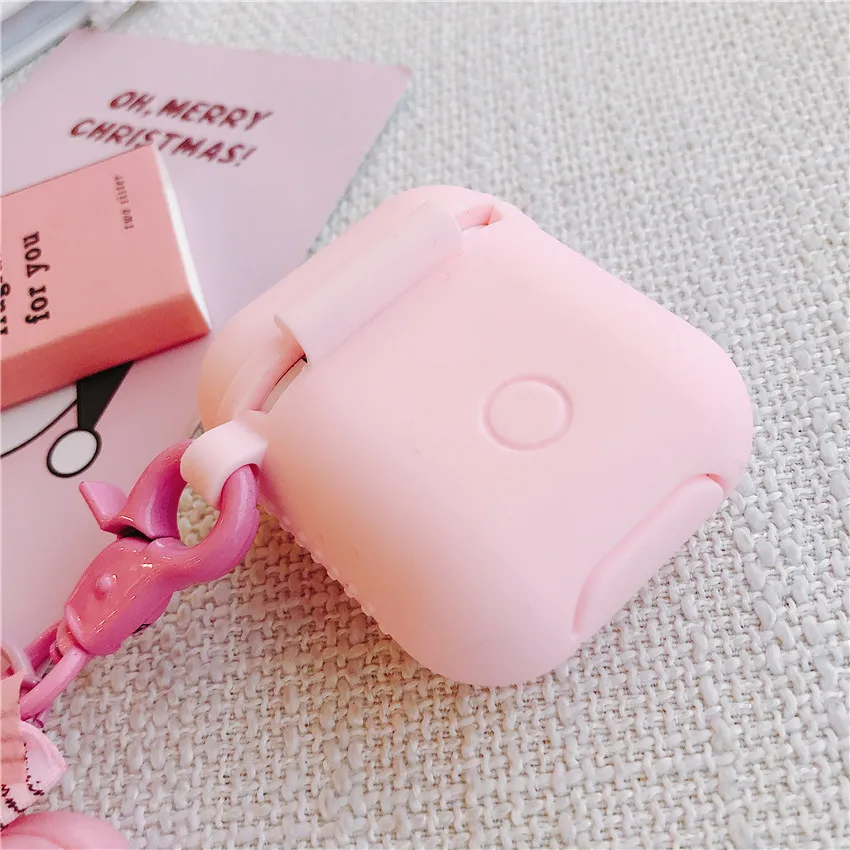 Bluetooth наушники Коробка Для Хранения Чехол для airpods кольцо ключей мультяшный кулон