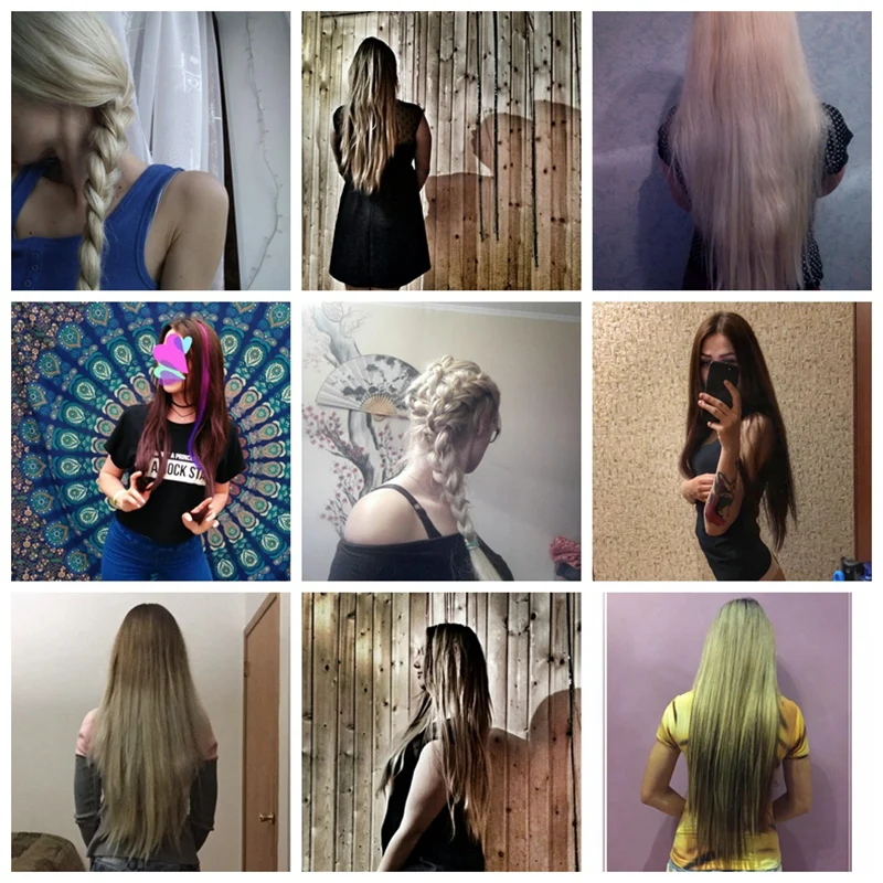 MERISI HAIR 54 см длинные прямые шиньоны 6 шт./партия 16 зажимов 15 цветов термостойкие