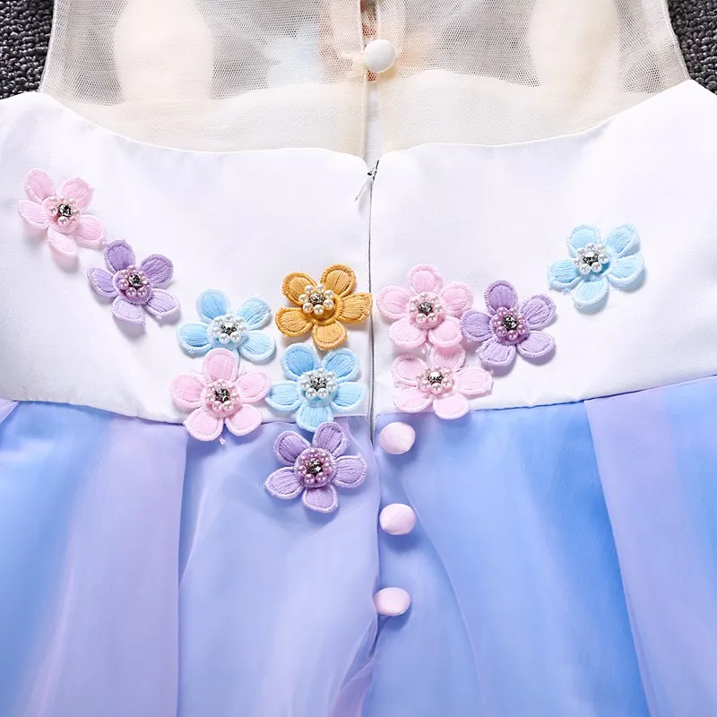MUABABY Unicorn Princess Costume Girls Pageant Evening Long Gowns Kids Sleeveless Embroidery Flower Birthday Party Tutu Dresses | Детская