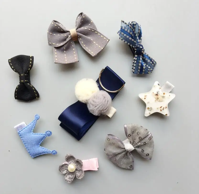 7 Elegance Girls princess Hair Accessories kids crown flower hair clips barrette hairpin headwear 8pcs clip+1 storage band TZ21 - Цвет: 7