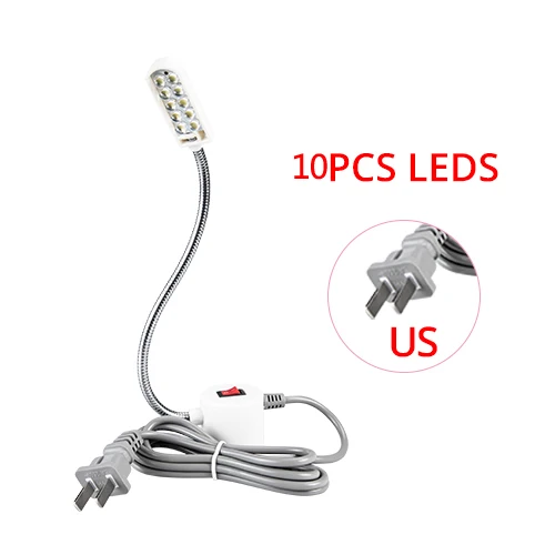 10leds US Plug Швейная машина, светодиодный светильник, светильник для одежды, магнитная Рабочая лампа для всех швейных машин, промышленный светильник s - Цвет: 10leds US Plug