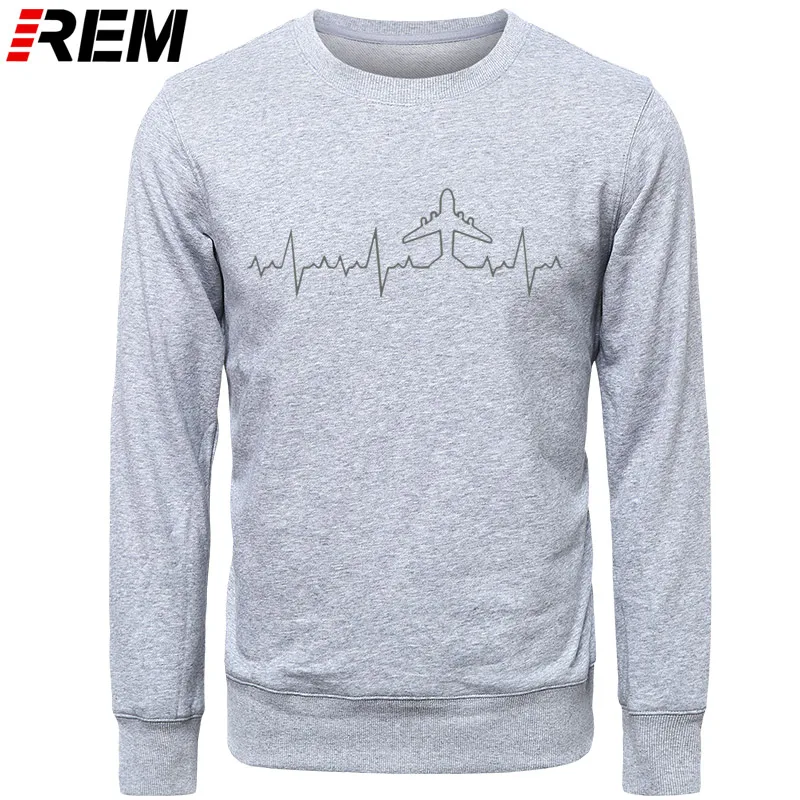 REM Heartbeat Пилот самолета забавные мужские толстовки с принтом длинный рукав хлопок Пилот самолета мужская одежда рубашки, толстовки, свитшоты