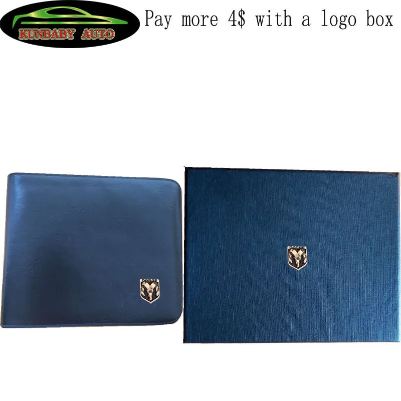 Black with logo box KUNBABY/Сумка для документов из натуральной кожи с черным логотипом автомобиля, кошелек-Карточница для Dodge, автомобильный Стайлинг, аксессуары для автомобиля KUNBABY - Название цвета: Black with logo box