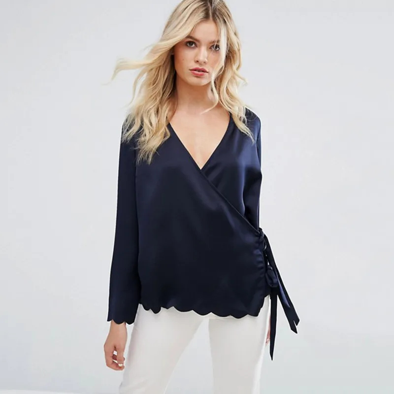 Скрещенные v-образным вырезом завернутый Рубашки для мальчиков Для женщин осень