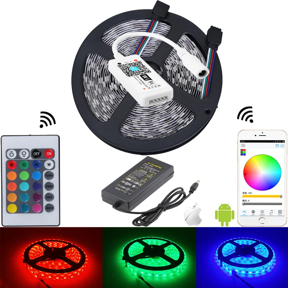 5050 rgb водонепроницаемая светодиодная лента fita de tiras mini IOS Android 24 клавишный пульт