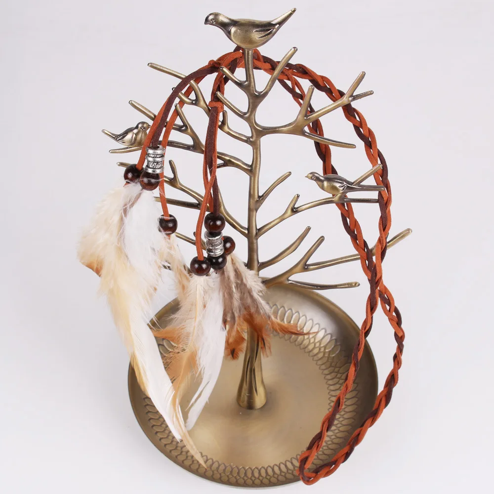 Повязка на голову в богемном стиле с индийскими перьями головной убор веревка