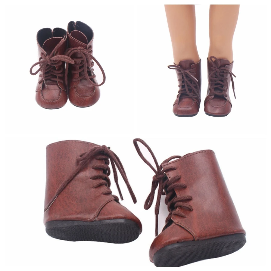 

7cm Dark Brown Boots 18" Leather Shoes Doll Shoes Toy Accessories Dress Up Fit 43cm Baby Doll Accessories Girl Gift