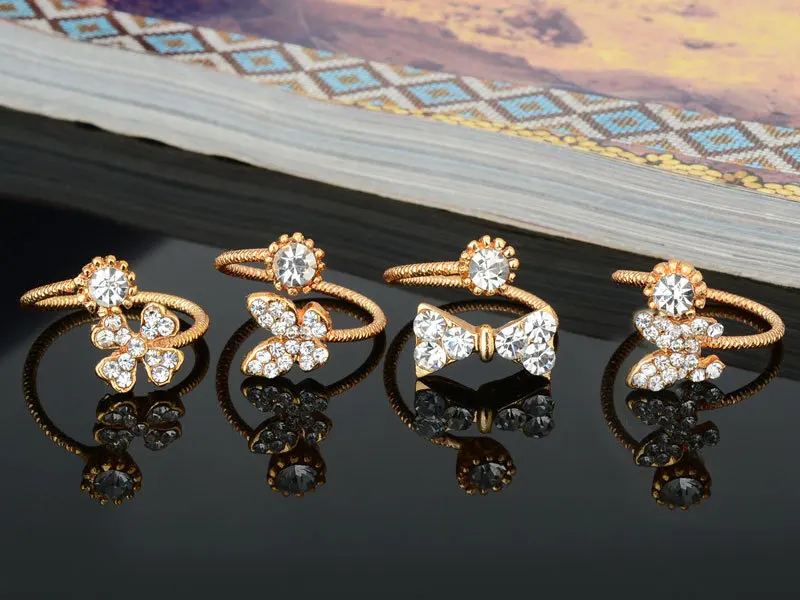 10 шт./лот панк Бант Цветок набор колец на палец модные ювелирные изделия Кристалл