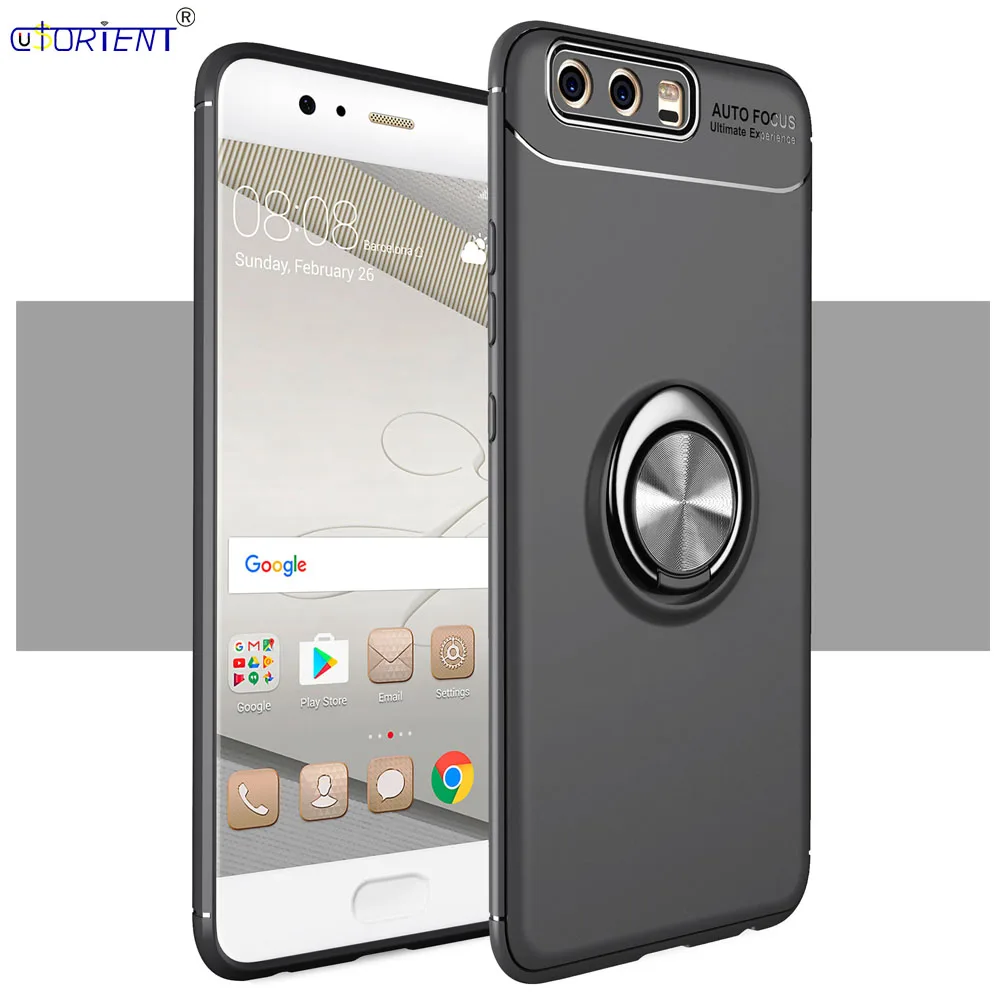Ультратонкий ударопрочный чехол для Huawei P10 P 10 Plus с подставкой и кольцом на палец