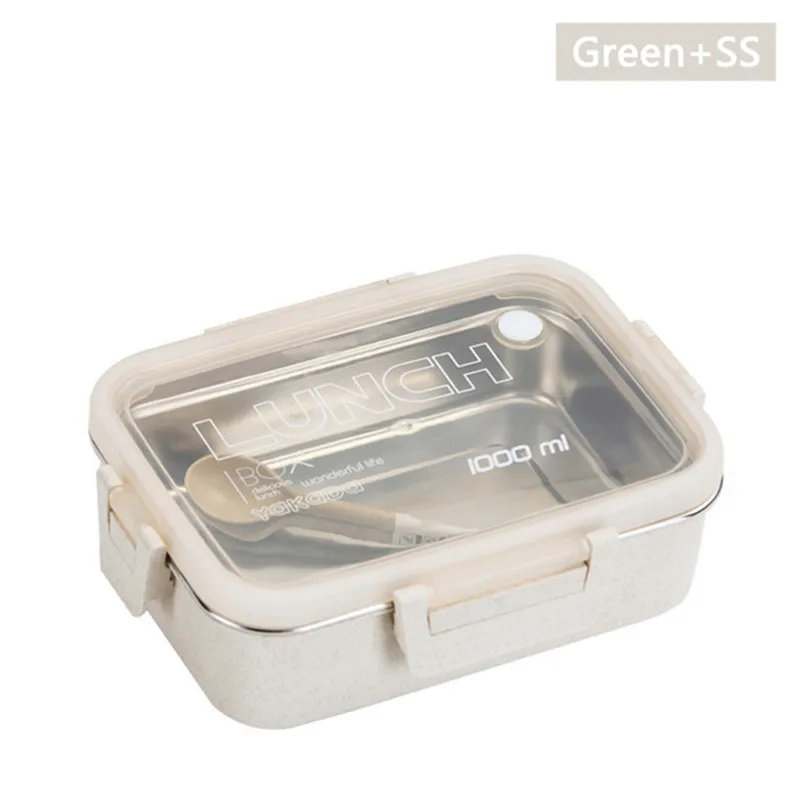 Beige 304 ONEUP Health env-защита Пшеничная солома из нержавеющей стали с столовыми приборами портативная микроволновая печь Ланч-бокс герметичная пищевая коробка - Цвет: Beige 304