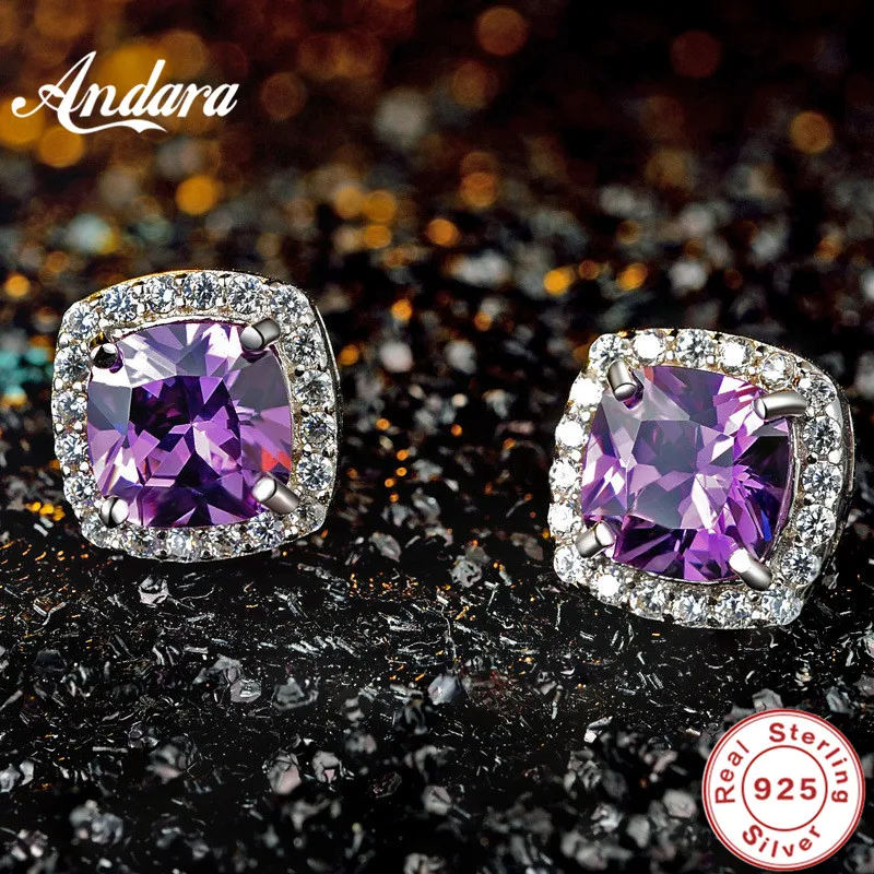 100% 925 Sterling Silver Shine Austria Crystal Stud Earrings for Women Men. Anti Allergy and Not Fade Zircon Jewelry | Украшения и