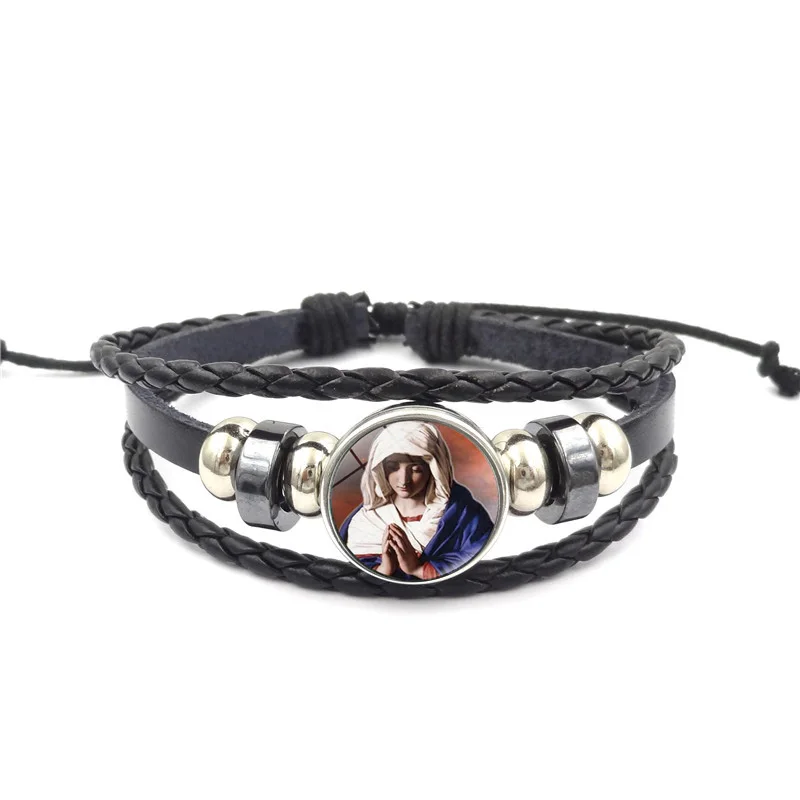 Христианские ювелирные изделия Девы Марии стеклянные кнопки браслет Пасхальный