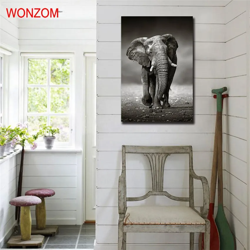 Картина слона на холсте животное серая Настенная картина для гостиной куадро