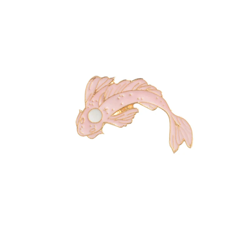 pink Инь Ян Тай Чи рыба металлическая брошь с эмалью цвет кальмар Золотая рыбка астронавт КИТ значок булавка Милая Модная бижутерия подарок - Окраска металла: pink