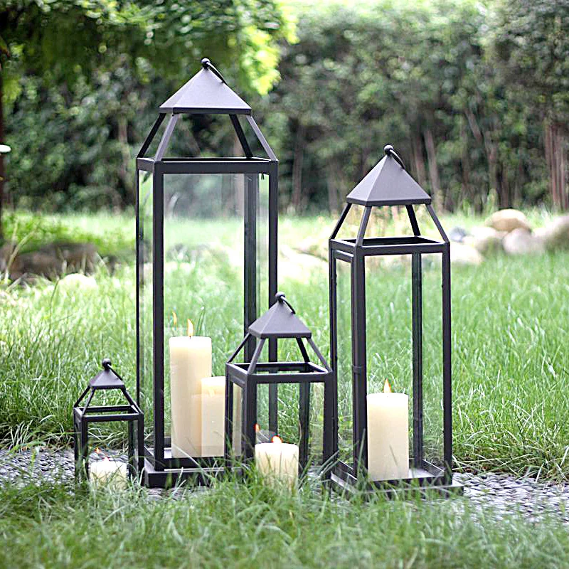 Мягкое время Европейский наружный декоративный стеклянный Железный Подсвечник