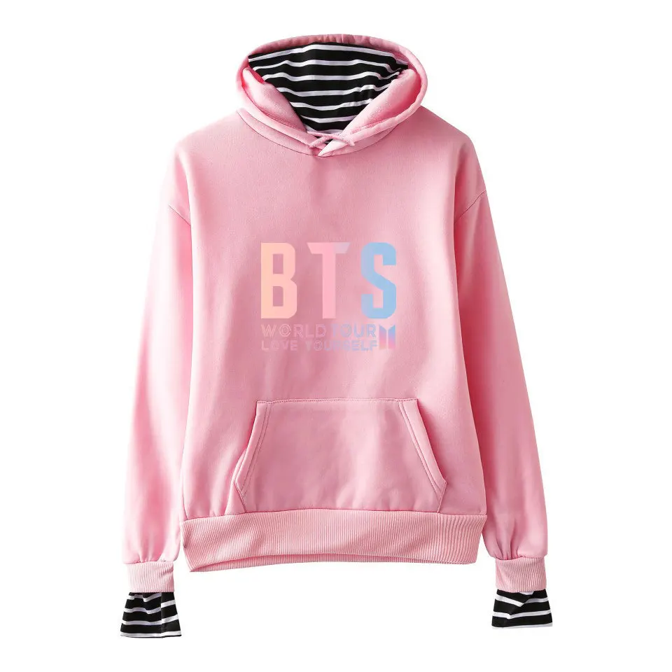 Женская одежда 2018 осеннее женское худи BTS WORLD TOUR поддельные две части плюс