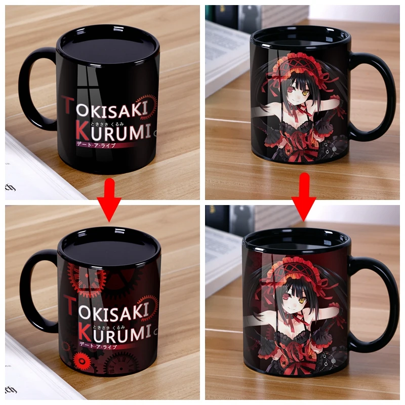 Аниме JK DATE A LIVE Tokisaki Kurumi кошмар Косплей Кружка Изменение цвета ежедневный напиток марка чашка керамика чай молоко кофе подарок