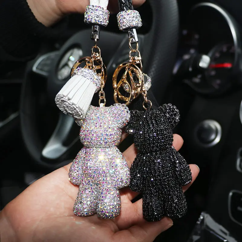 Роскошные хрустальные автомобильные брелки стильный милый маленький медведь