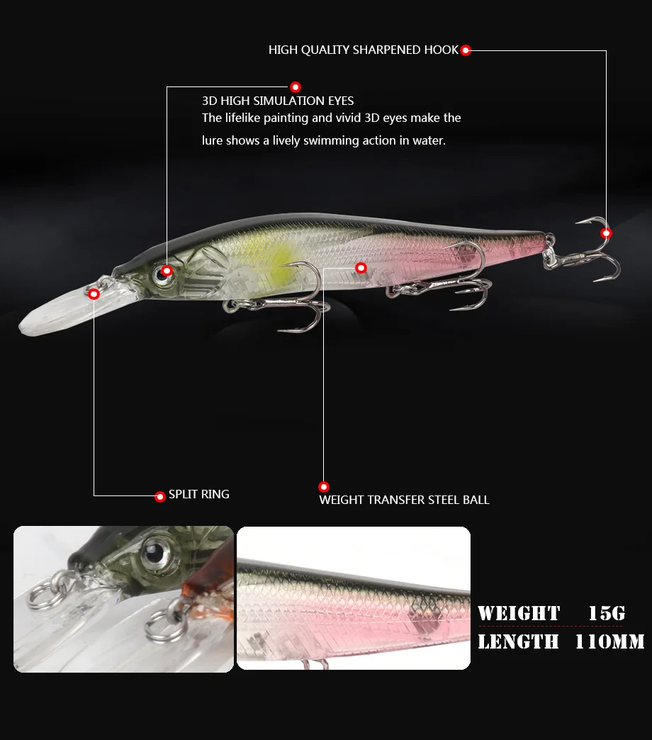 Minnow на высоком каблуке 11 см, 14g рыболовные приманки whopper plopper качели глубокое погружение приманки наживка воблер японские рыболовные снасти ледовой рыбы на зиму