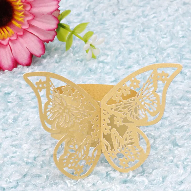 50Pieces/Lot Butterfly Style Laser Cut Porta Guardanapo Paper Napkin Rings napkins Holders Hotel Wedding Favors Table Decoration