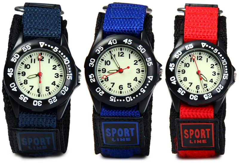 

New Super Light Luminous Quartz Kids Sports Watch Canvas Nylon Strap Military Wristwatch For Boy Students Christmas Gifts